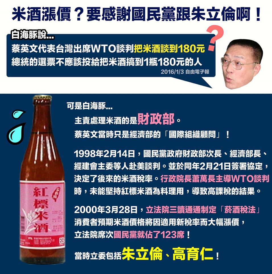 米酒漲價好痛苦？怎麼不先問問國民黨？